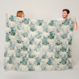 シャビーフローラアクアシリーズデザイン2 フリースブランケット
