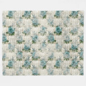 シャビーフローラアクアシリーズデザイン2 フリースブランケット (正面(横))