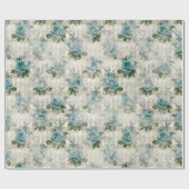 シャビーフローラアクアシリーズデザイン2 ラッピングペーパー (フラット)