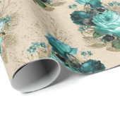 シャビーフローラアクアシリーズデザイン3 ラッピングペーパー (ロールコーナー)