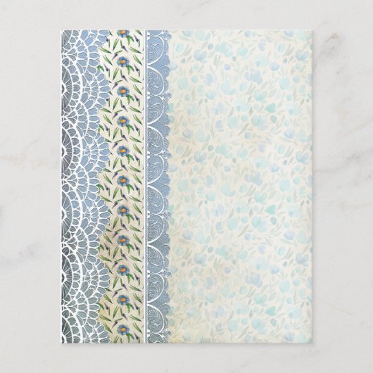 シャビーブルーフローラコラージュ紙 (正面)