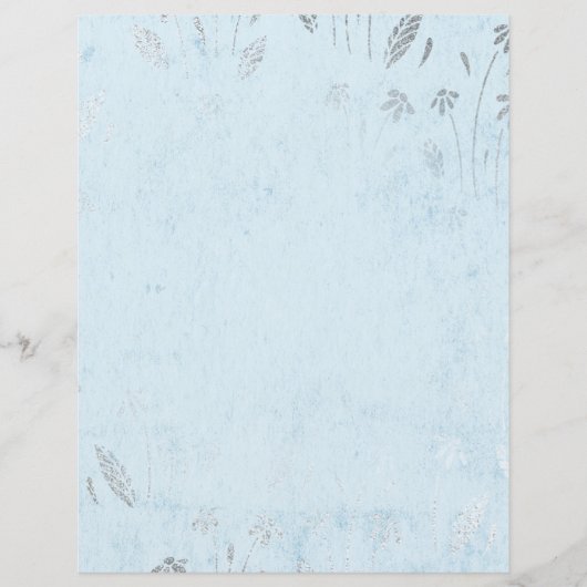 シャビーブルー&シルバーフラワースクラップブック紙 (正面)