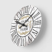 シャビーホワイトウッドカントリーファームハウスファームスウィート ラウンド壁時計 (傾斜)