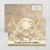 シャビーレースパーチメントRSVP インビテーションポストカード (正面/裏面)
