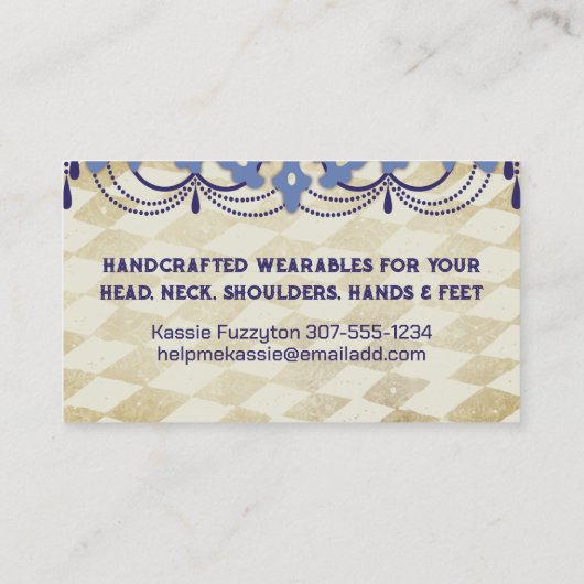 シャビーヴィンテージシャンデリア編み物針糸 名刺 (裏面)