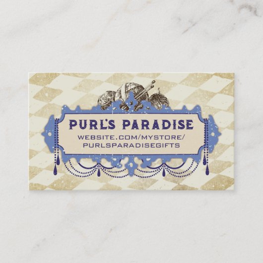 シャビーヴィンテージシャンデリア編み物針糸 名刺 (正面)