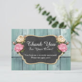 シャビーヴィンテージバラ素朴シャルボードサンキュー サンキューカード (スタンド正面)