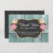 シャビーヴィンテージバラ素朴シャルボードサンキュー サンキューカード (正面/裏面)