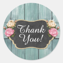 シャビーヴィンテージバラ素朴シャルボードサンキュー ラウンドシール