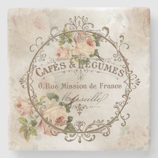 シャビーヴィンテージバラ4 – コースター (正面)