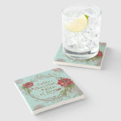 シャビーヴィンテージバラ- Coaster ストーンコースター (横)