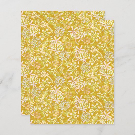 シャビーヴィンテージフローラマスタードスクラップブック紙 (正面/裏面)