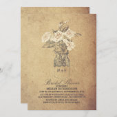 シャビーヴィンテージフローラメイスンジャーブライダルシャワー 招待状 (正面/裏面)