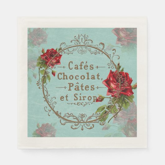 シャビーヴィンテージローズ – 紙ナプキンス スタンダードランチョンナプキン (正面)
