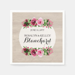 シャビーヴィンテージ素朴バラウッドズ結婚のカスタム スタンダードカクテルナプキン