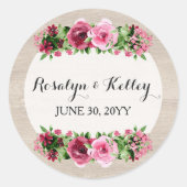 シャビーヴィンテージ素朴バラウッドズ結婚のカスタム ラウンドシール (正面)