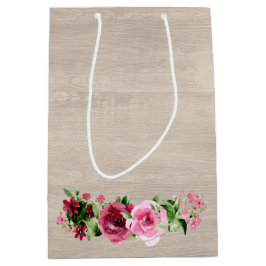 シャビーヴィンテージ素朴バラ結婚ウッド ミディアムペーパーバッグ