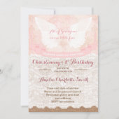 シャビーヴィンテージ《キリスト教》洗礼式や命名式と1歳のパーティー 招待状 (正面)