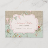 シャビー素朴カントリーシックBurlap赤面フローラ 名刺 (正面)