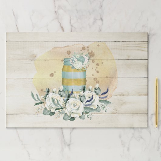 シャビー素朴シックなメイソンのjarホワイトテーブルの設定 ペーパーパッド (インサイチュ)