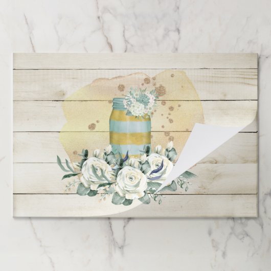 シャビー素朴シックなメイソンのjarホワイトテーブルの設定 ペーパーパッド (折り畳み)