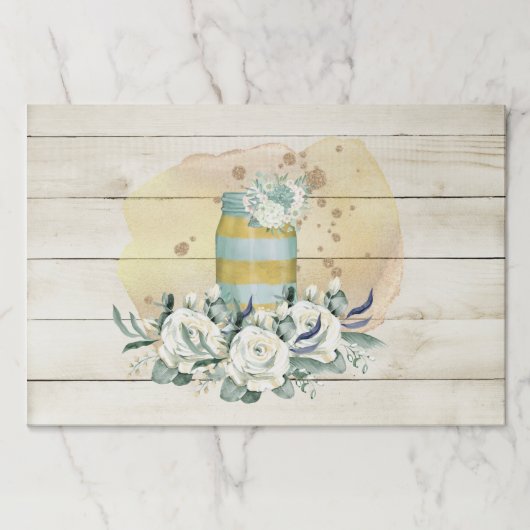 シャビー素朴シックなメイソンのjarホワイトテーブルの設定 ペーパーパッド (正面)