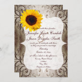 シャビー素朴ヒマワリースワールズ結婚式招待状 招待状 (正面/裏面)