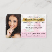 シャビー赤面水彩バラ&金ゴールドソーシャル写真 名刺 (裏面)