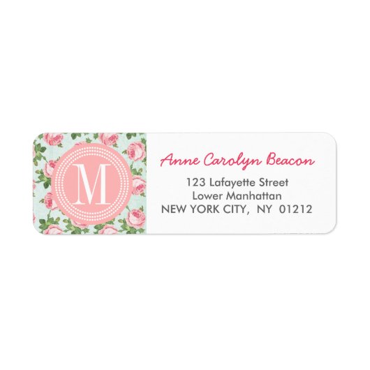 シャビー&シックヴィンテージバラフローラ パーソナライズされた ラベル (正面)