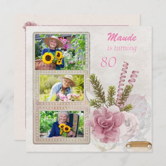 シャビー·シック·バースデー·パーティーの招待 招待状 (正面/裏面)