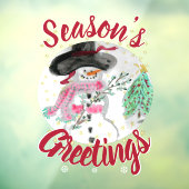 シャビー シック ピンク アーティスティック スノーマン ウィンドウ ステッカー ウィンドウサイン (シート3)