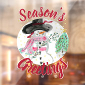 シャビー シック ピンク アーティスティック スノーマン ウィンドウ ステッカー ウィンドウサイン (シート2)