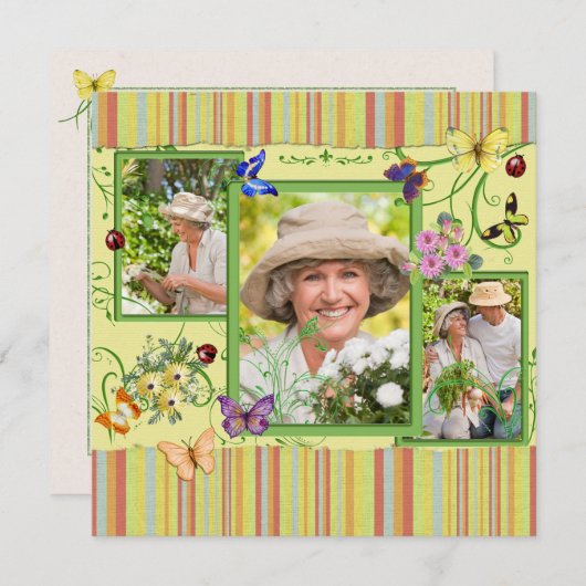 シャビー·シック·フォト·バースデー·パーティーの招待 招待状 (正面/裏面)