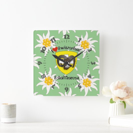 シャフハウゼン – シュウィズ – スイス – Svizzera Uhr スクエア壁時計 (ホーム)