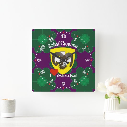 シャフハウゼン – シュウィズ – スイス – Svizzera Uhr スクエア壁時計 (ホーム)