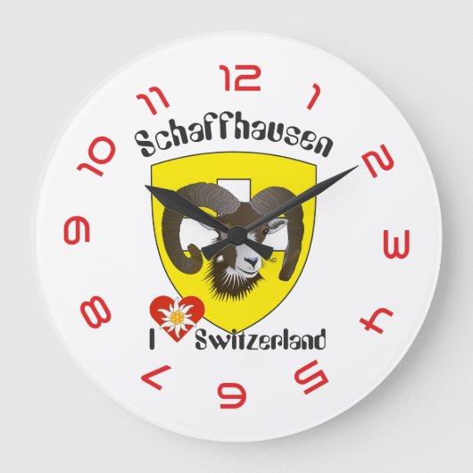 シャフハウゼン – シュウィズ – スイス – Svizzera Uhr ラージ壁時計 (正面)