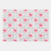 シャブエレガントビーシックなピンクとブラックのバラストライプズ ラッピングペーパーシート (正面)