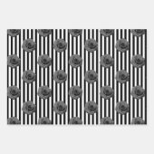 シャブエレガントビーシックなピンクとブラックのバラストライプズ ラッピングペーパーシート (正面3)