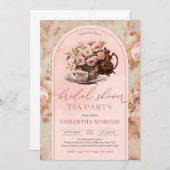 シャブエレガントビーシックヴィンテージ赤面ブライダルティーパーティー 招待状 (正面/裏面)