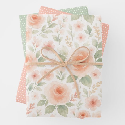 シャブエレガントフランスのビーなシックなフローラアートパターン ラッピングペーパーシート (インサイチュ)