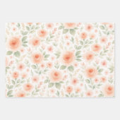 シャブエレガントフランスのビーなシックなフローラアートパターン ラッピングペーパーシート (正面)