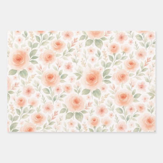 シャブエレガントフランスのビーなシックなフローラアートパターン ラッピングペーパーシート (正面)