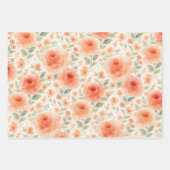 シャブスタイリッシュフランスのビーなシックなフローラアートパターン ラッピングペーパーシート (正面)