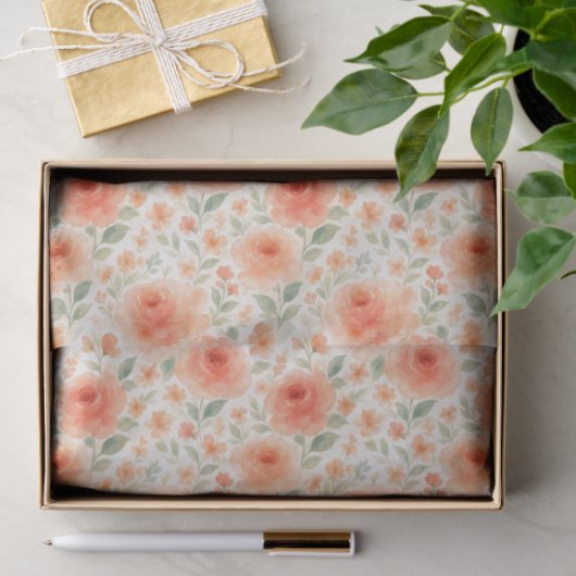 シャブスタイリッシュフランスのビーなシックなフローラアートパターン 薄葉紙 (ギフト)