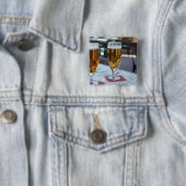 シャブリ; 気温42度の暑い夏の日、涼しいビール2本 缶バッジ (インサイチュ)