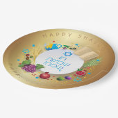 シャブーフェスティバルユダヤ教のホリデーデコレーション金ゴールド ペーパープレート (アングル)