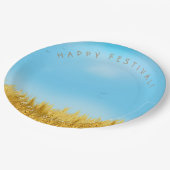 シャブーフェスティバルユダヤ教の休日金ゴールド小麦畑 ペーパープレート (アングル)