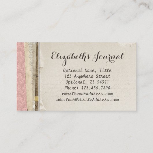 シャブ素朴ビーシックなピンクのダマビクトリアンスクの雑誌 名刺 (裏面)