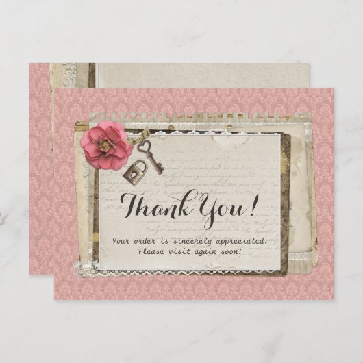 シャブ素朴ビーシックなピンクのビクトリアンダマスクありがとう ポストカード (正面/裏面)