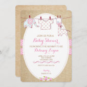 シャブ素朴ビーシックな赤ちゃんシャワーガール招待状 招待状 (正面/裏面)